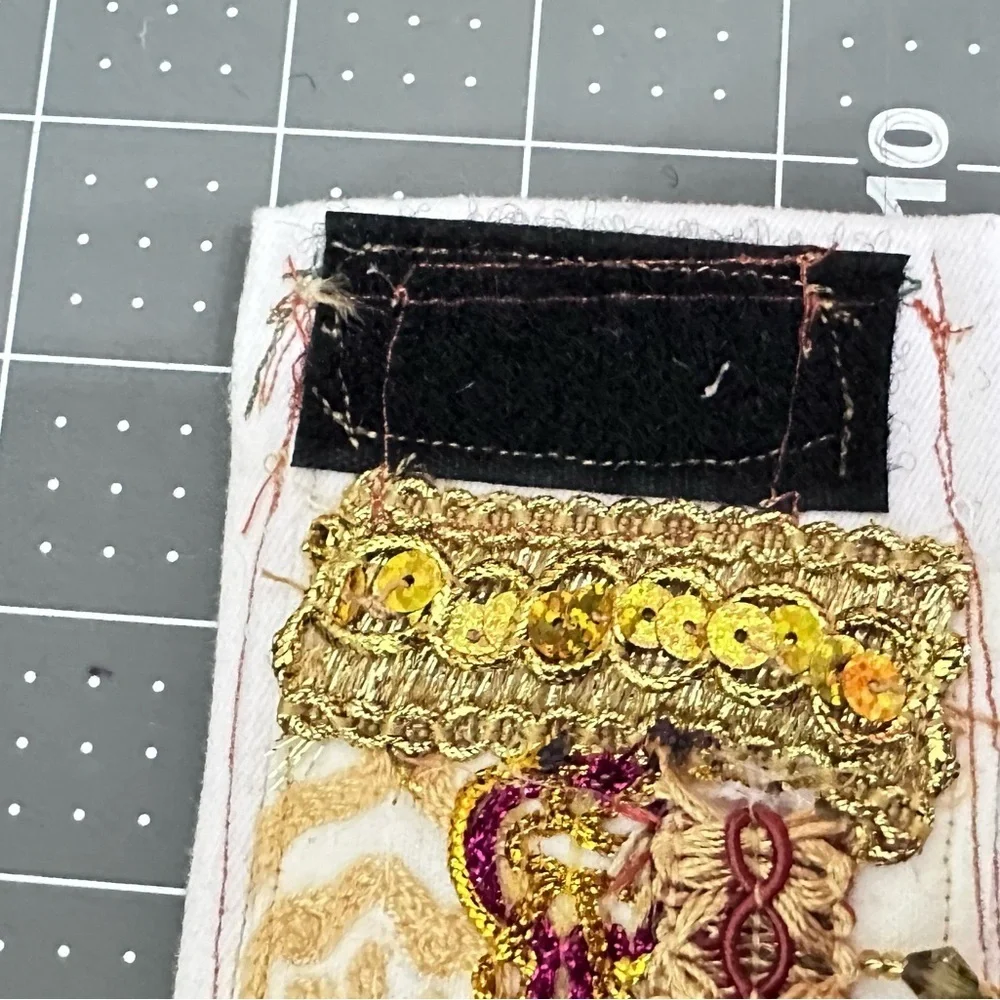 RUBYRUDI Cuff Bracelet Handcrafted OOAK Fabric Embellished Artisan Wearable Art